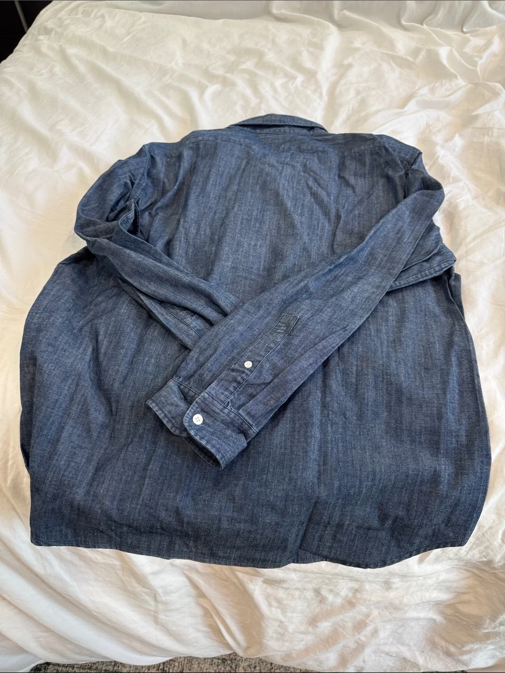 J. Crew Indigo Chambray Button-Down Shirt With Front Pocket Detail